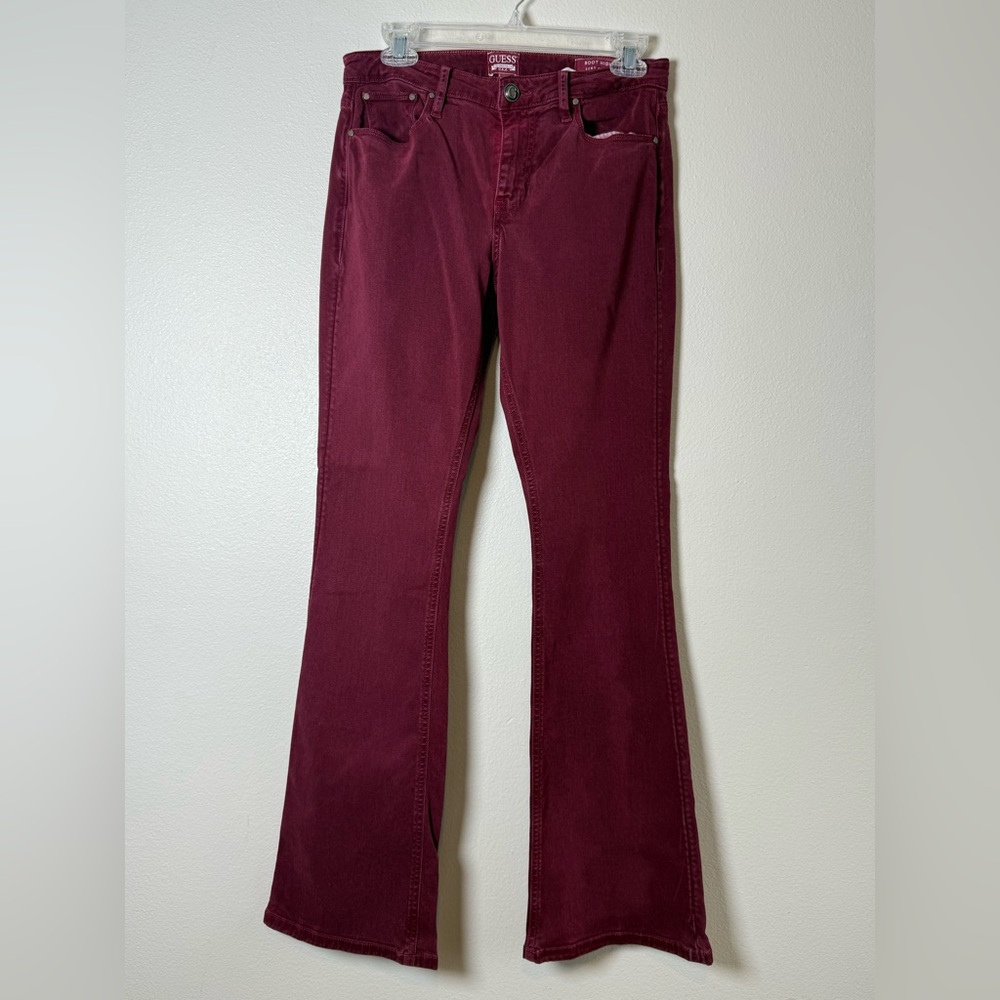 Guess Wine-Colored Denim Logo Jeans